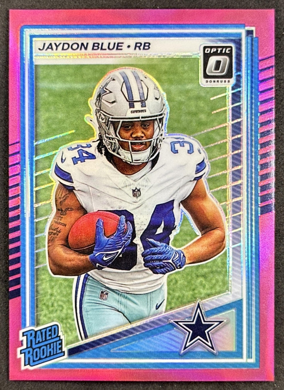 Jaydon Blue 2025 Panini Donruss Optic Rated Rookie Pink Cowboys front