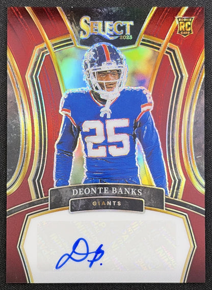 Deonte Banks 2023 Panini Select Rookie Signatures Maroon Prizm /75 Giants New York Giants