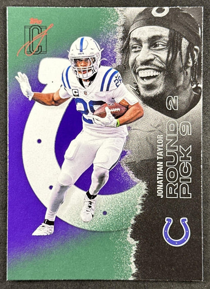 Jonathan Taylor 2025 Topps Signature Class Veteran Green & Purple Foil Colts front