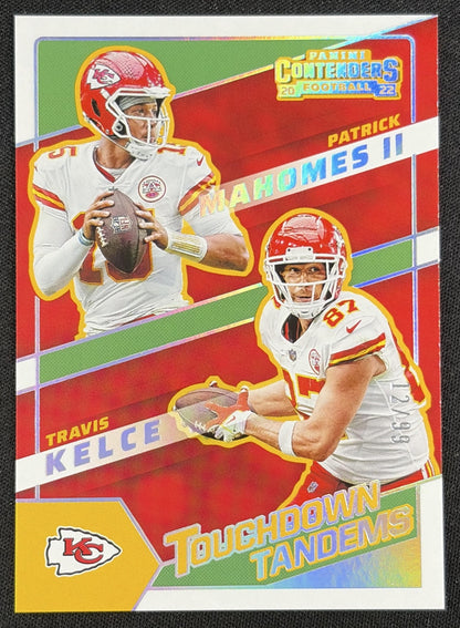 Patrick Mahomes II Travis Kelce 2022 Panini Contenders Touchdown Tandems Silver /99 Chiefs Kansas City Chiefs