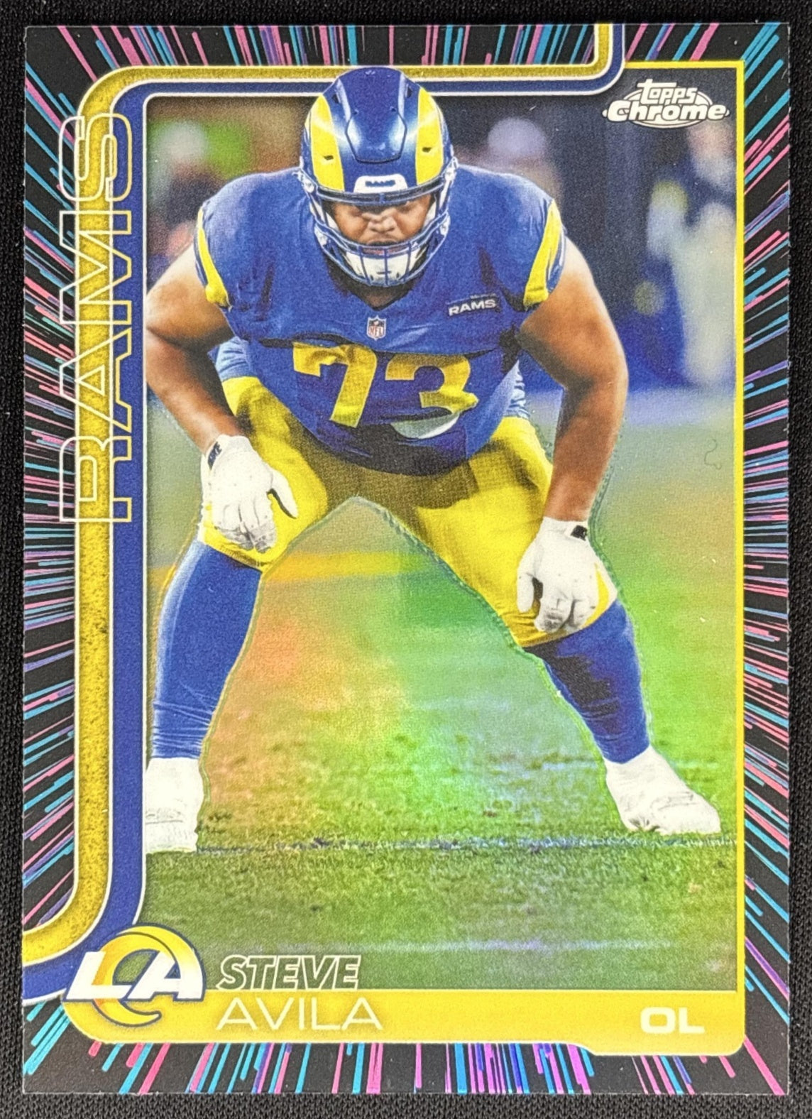 Steve Avila 2025 Topps Chrome Neon Pulse Refractor Rams Default Title Sports Trading Card