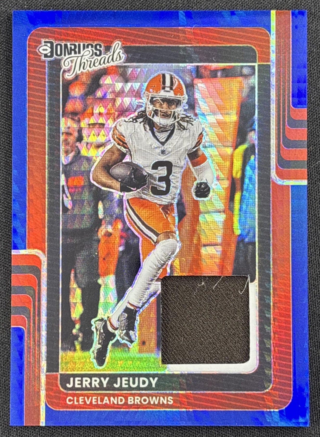 Jerry Jeudy 2025 Panini Donruss Optic Threads Blue Hyper Prizm Browns