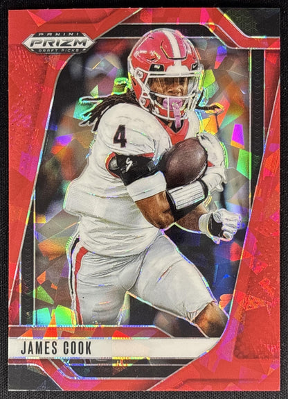 James Cook 2025 Panini Prizm Draft Picks Red Ice Bulldogs Bills Sports Trading Cards