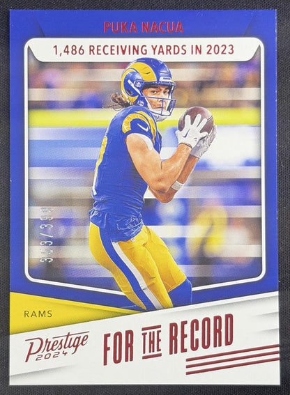 Puka Nacua 2024 Panini Prestige For the Record Xtra Points Red /399 Rams