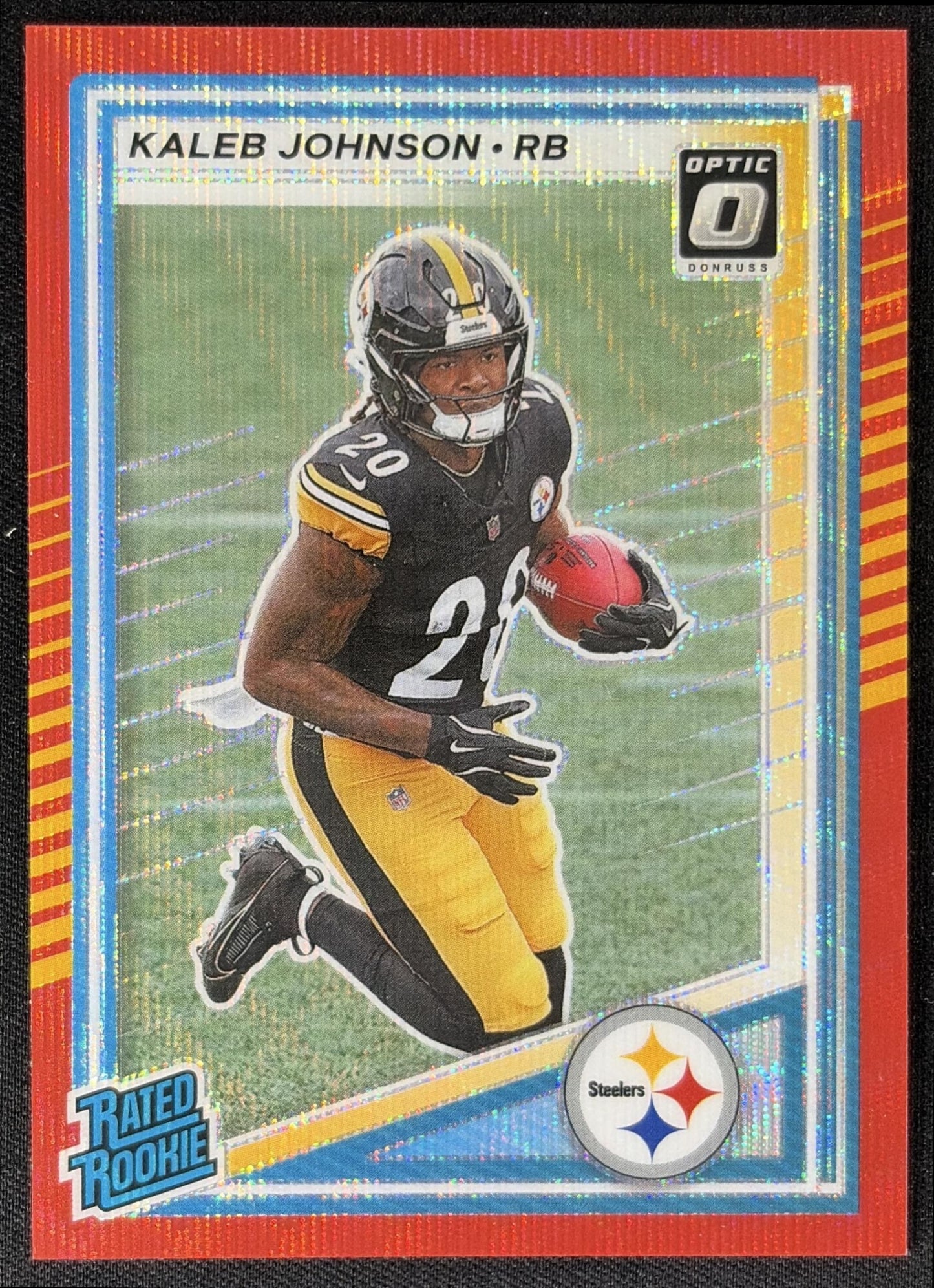 Kaleb Johnson 2025 Panini Donruss Optic Rated Rookie Preview Red Wave Steelers