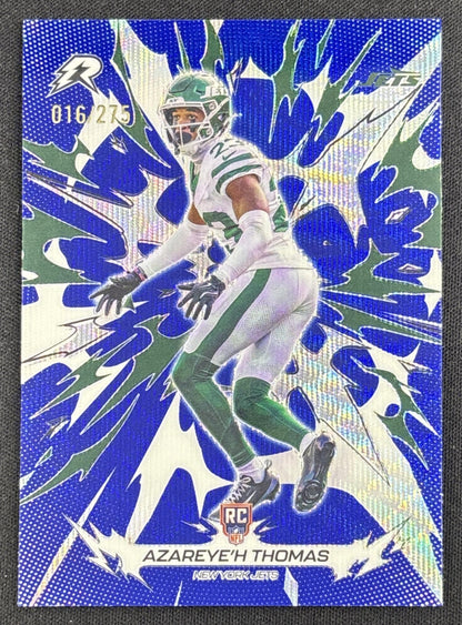 Azareye'h Thomas 2025 Topps Resurgence Navy Surge Refractor /275 Jets