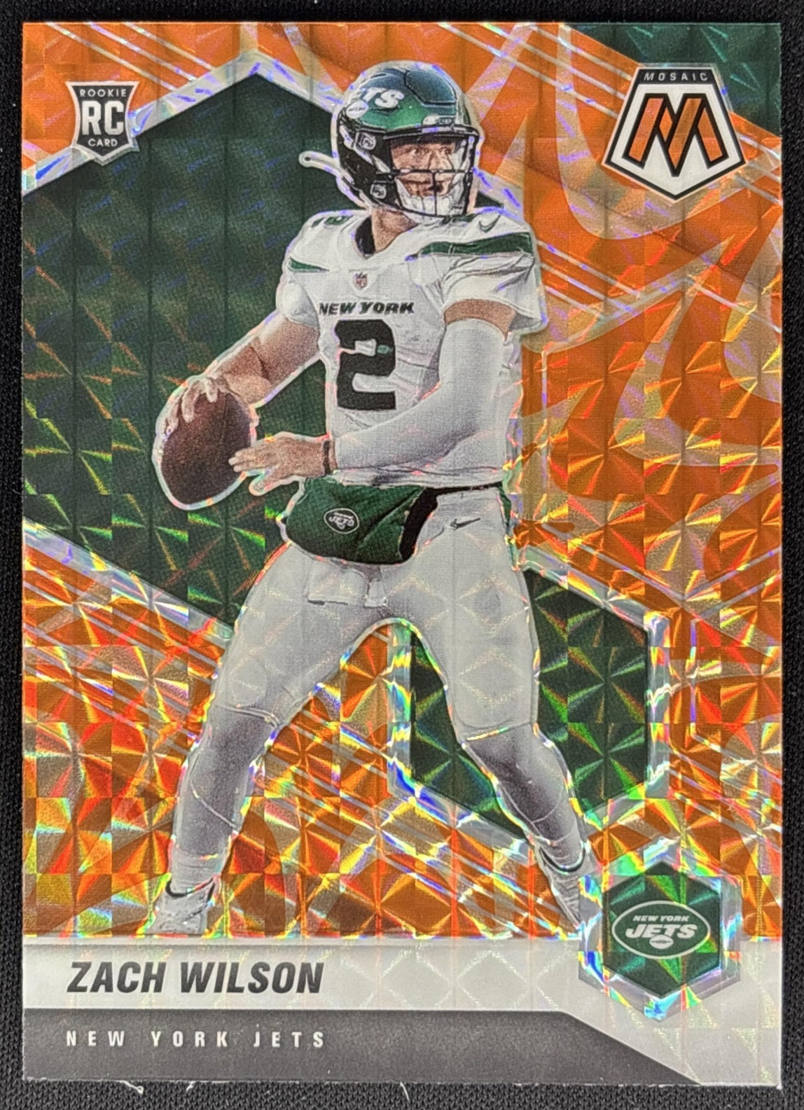 Zach Wilson 2021 Panini Mosaic Prizm Reactive Orange Jets front
