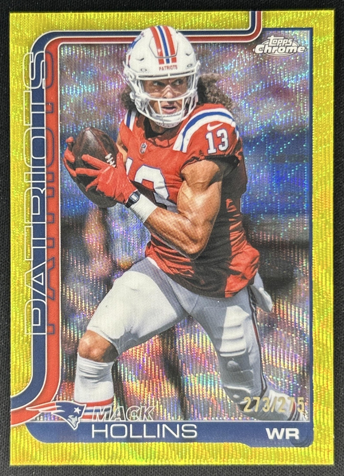 Mack Hollins 2025 Topps Chrome Yellow Wave Refractor /275 Patriots