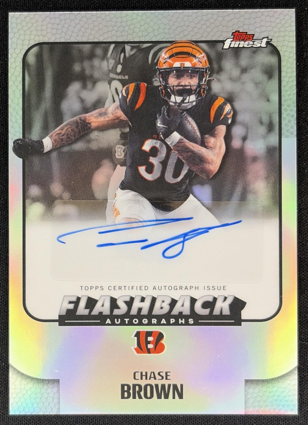 Chase Brown 2025 Topps Finest Flashback Auto Refractor Bengals front