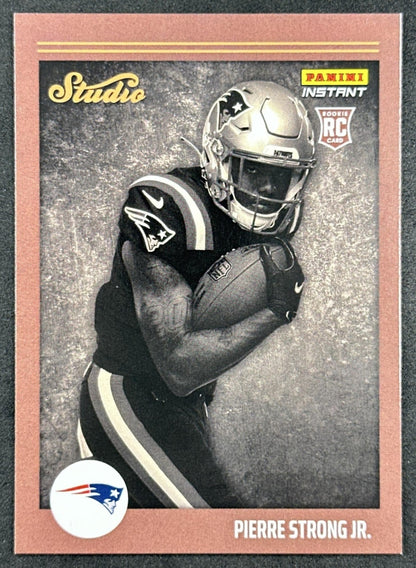 Pierre Strong Jr. 2022 Panini Instant Studio Rookie /911 Patriots Packers front sports trading card