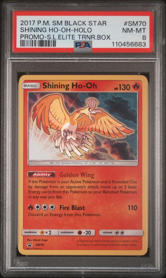 Shining Ho-Oh 2016 SM Black Star Promos PSA 8 - Front