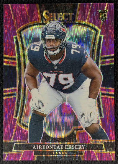 Aireontae Ersery 2025 Panini Select Premier Level Purple Prizm Shock /699 Texans Sports Trading Card