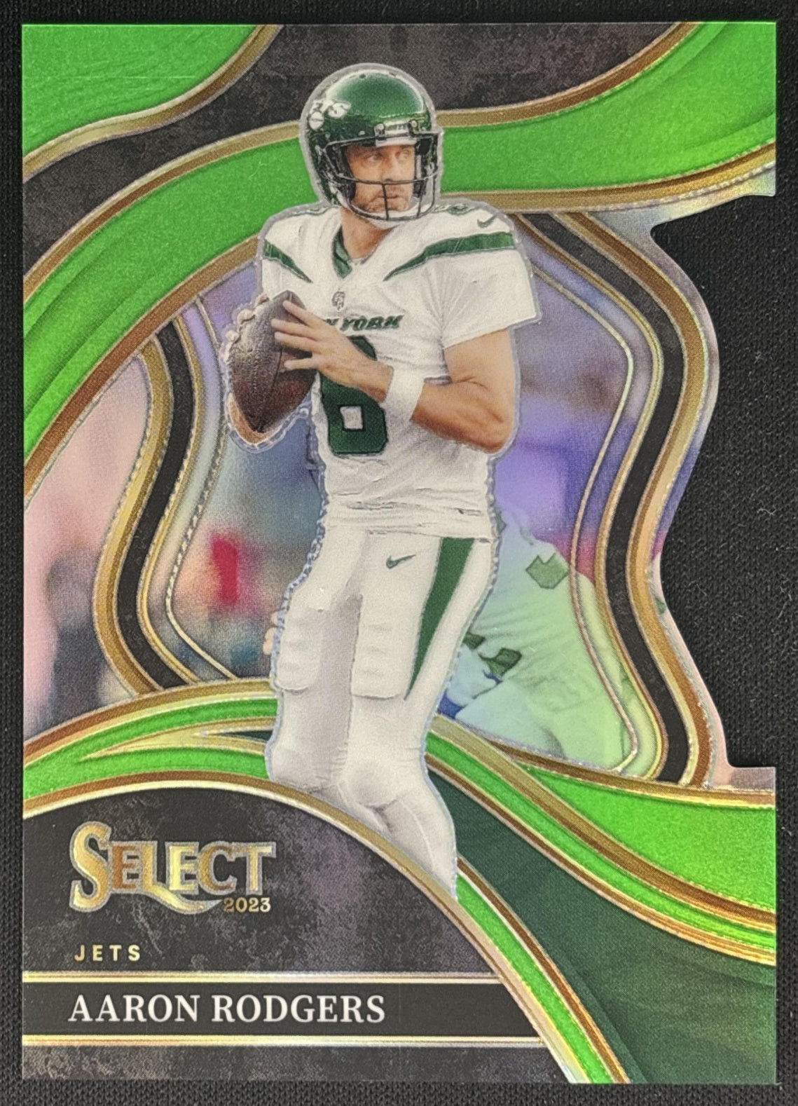 Aaron Rodgers Select Green Die-Cut /499 Jets front