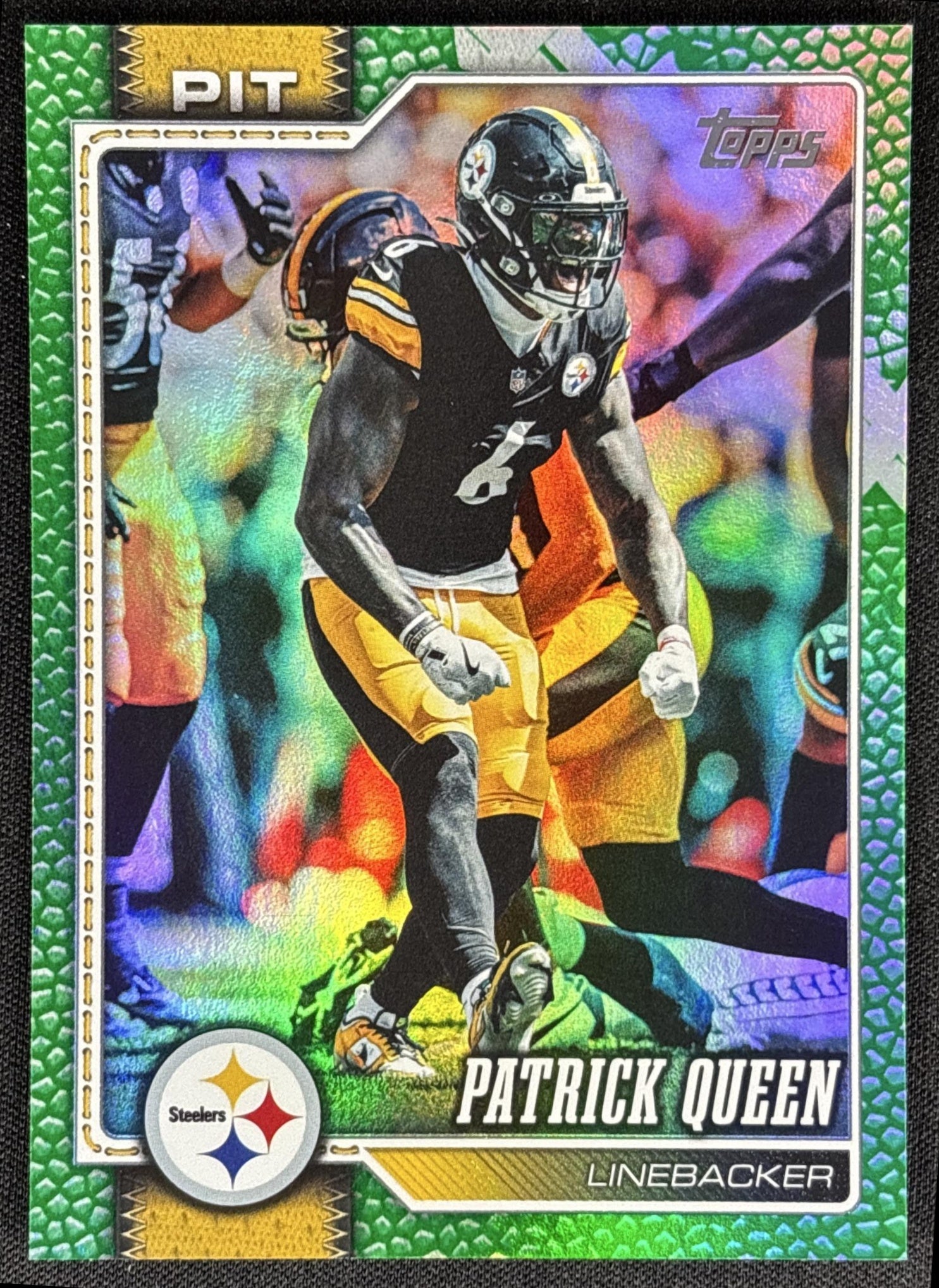 Patrick Queen 2026 Topps Football Leather Green Foil /99 Steelers