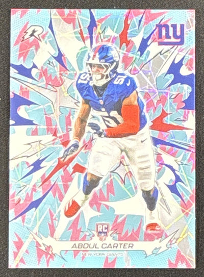 Abdul Carter 2025 Topps Resurgence Sky Blue and Pink Shock Refractor Giants Sports Trading Card