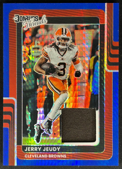Jerry Jeudy 2025 Donruss Optic Threads Blue Hyper Prizm Browns Sports Trading Cards