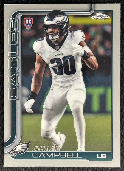 Jihaad Campbell 2025 Topps Chrome Rookie Eagles Sports Trading Cards