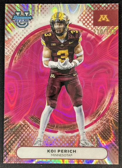 Koi Perich 2025 Best University Pink Lava Refractor /175 Golden Gophers Vikings