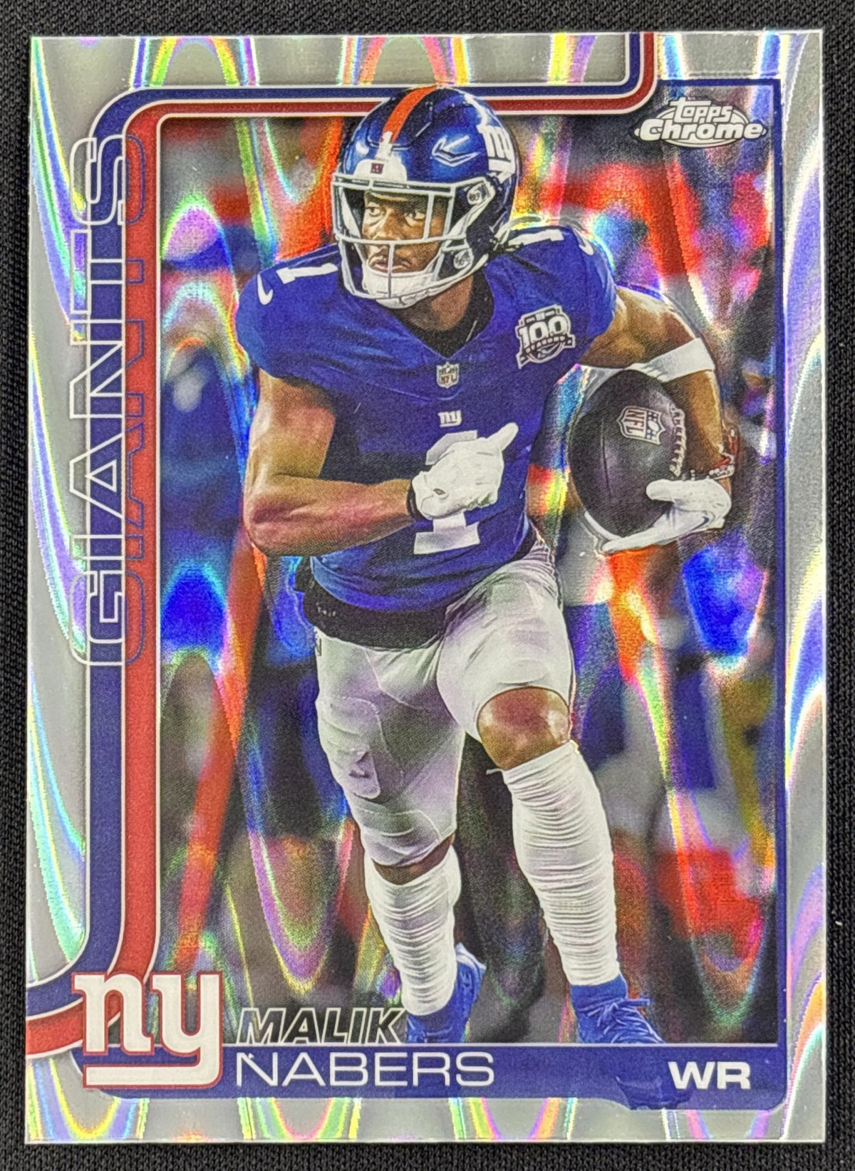 Malik Nabers 2025 Topps Chrome RayWave Refractor Giants