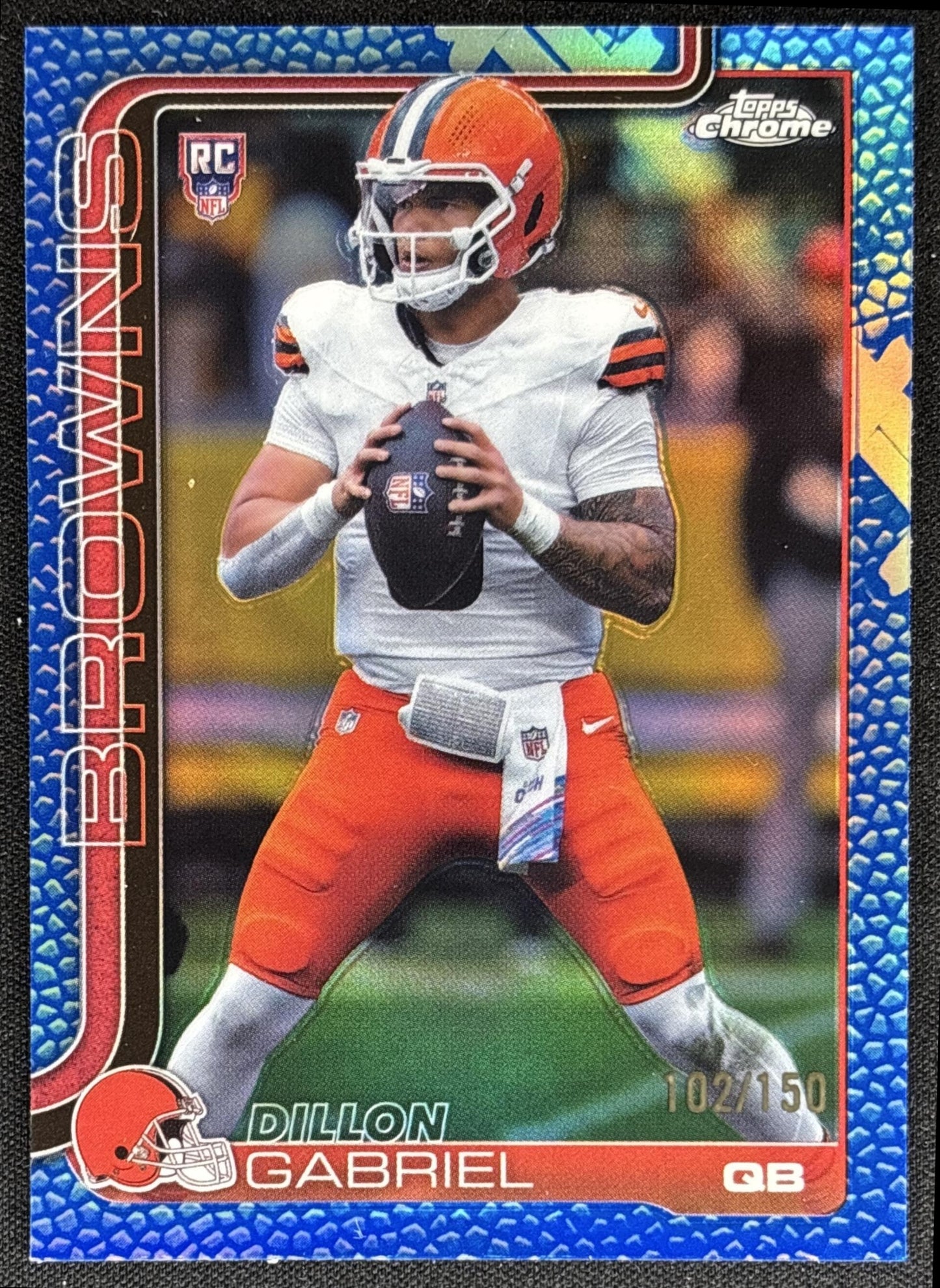 Dillon Gabriel 2025 Topps Chrome Rookie Blue Refractor /150 Browns