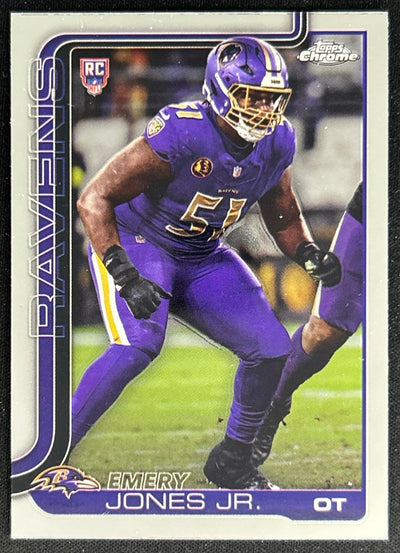 Emery Jones Jr. 2025 Topps Chrome Rookie Ravens Sports Trading Cards