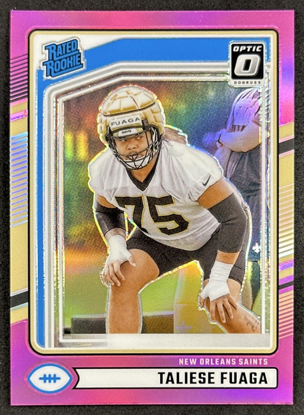 Taliese Fuaga 2024 Panini Donruss Optic Rated Rookie Pink Preview Saints Sports Trading Cards