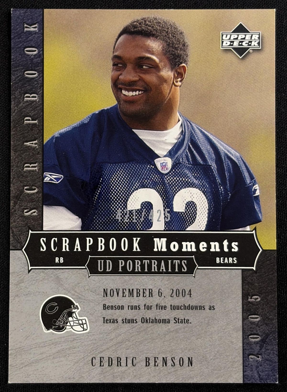 Cedric Benson 2005 Upper Deck Portraits Scrapbook Moments /425 Bears - front