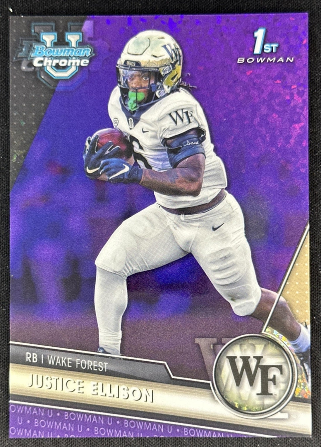 Justice Ellison 2023 Bowman University Chrome Purple Mini Diamond Refractor /399 front