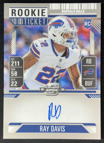 Ray Davis 2024 Panini Contenders Optic Rookie Ticket RPS Auto Bills front