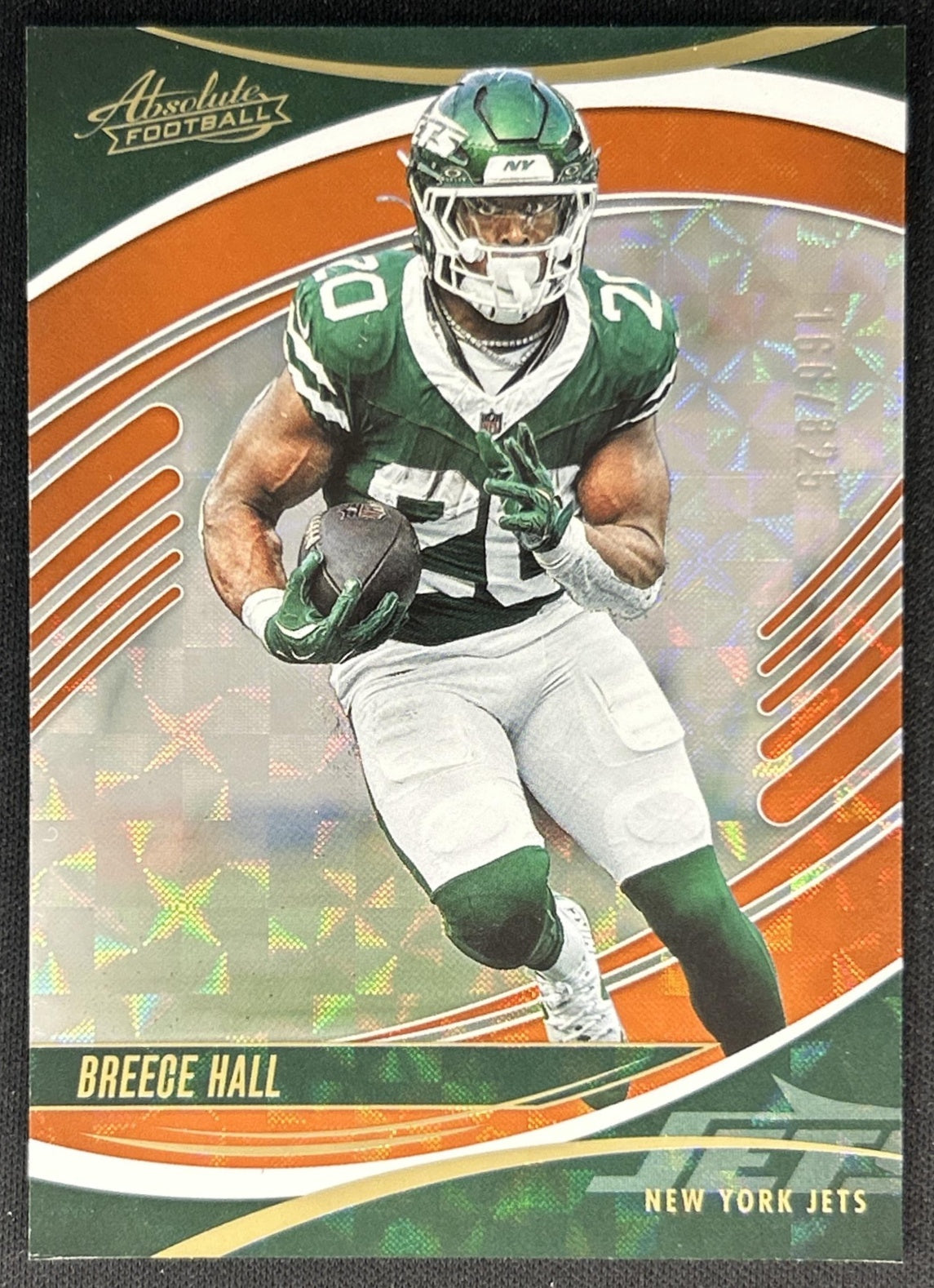 Breece Hall 2025 Panini Absolute Orange Mosaic /825 Jets
