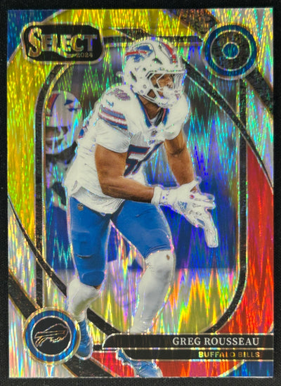 Greg Rousseau 2024 Panini Select Club Red and Yellow Prizm Shock Bills Sports Trading Cards