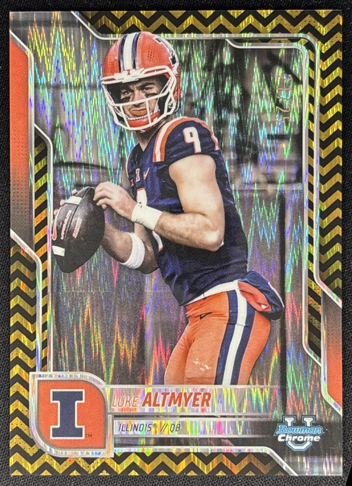 Luke Altmyer 2025 Chrome University Prospects Black & Gold Stealth Refractor /25 Fighting Illini Default Title Sports Trading Cards