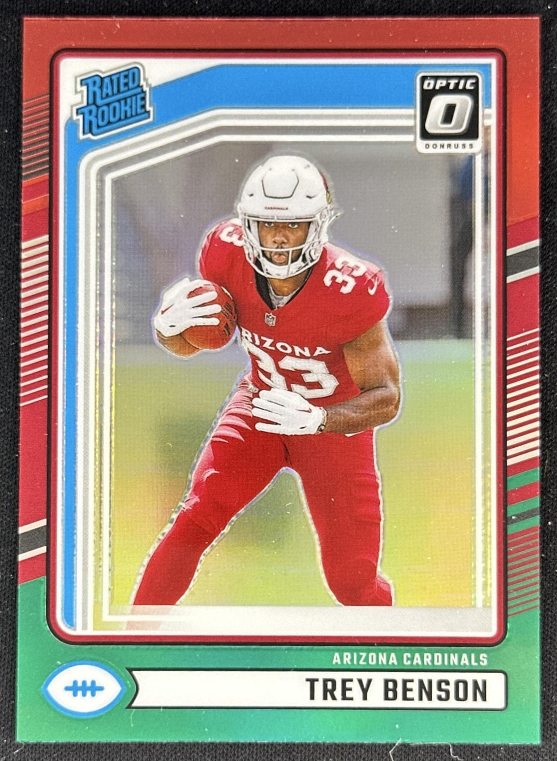 Trey Benson 2024 Donruss Optic Rated Rookie Preview Red and Green Cardinals front