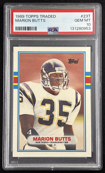 Marion Butts 1989 Topps Traded PSA 10 Chargers 131280953 Sports Trading Card