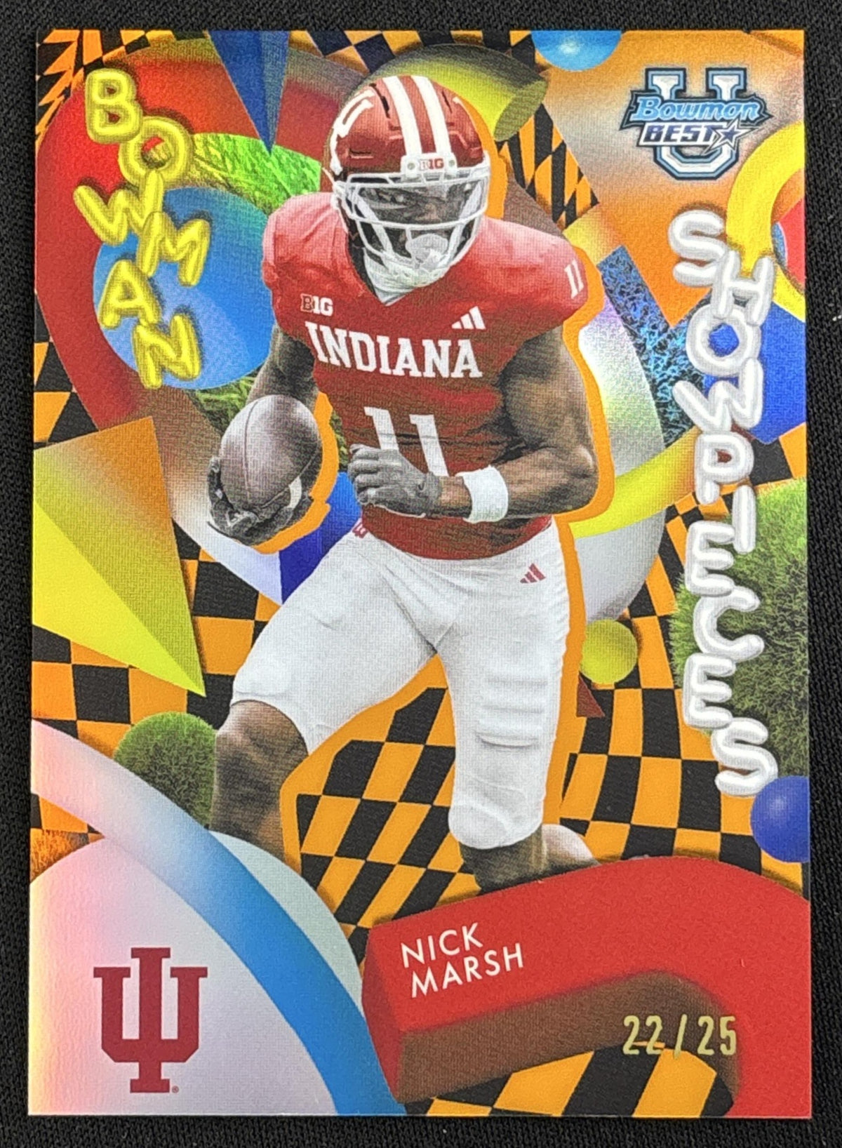 Nick Marsh 2026 Bowman U Best Bowman Showpieces Orange Refractor /25 Hoosiers front