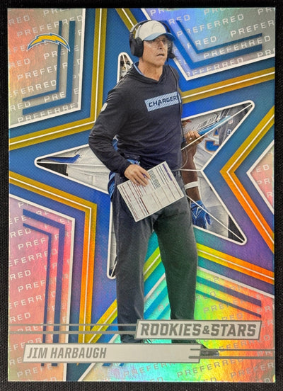 Jim Harbaugh 2025 Rookies & Stars Preferred Chargers Sports Trading Card