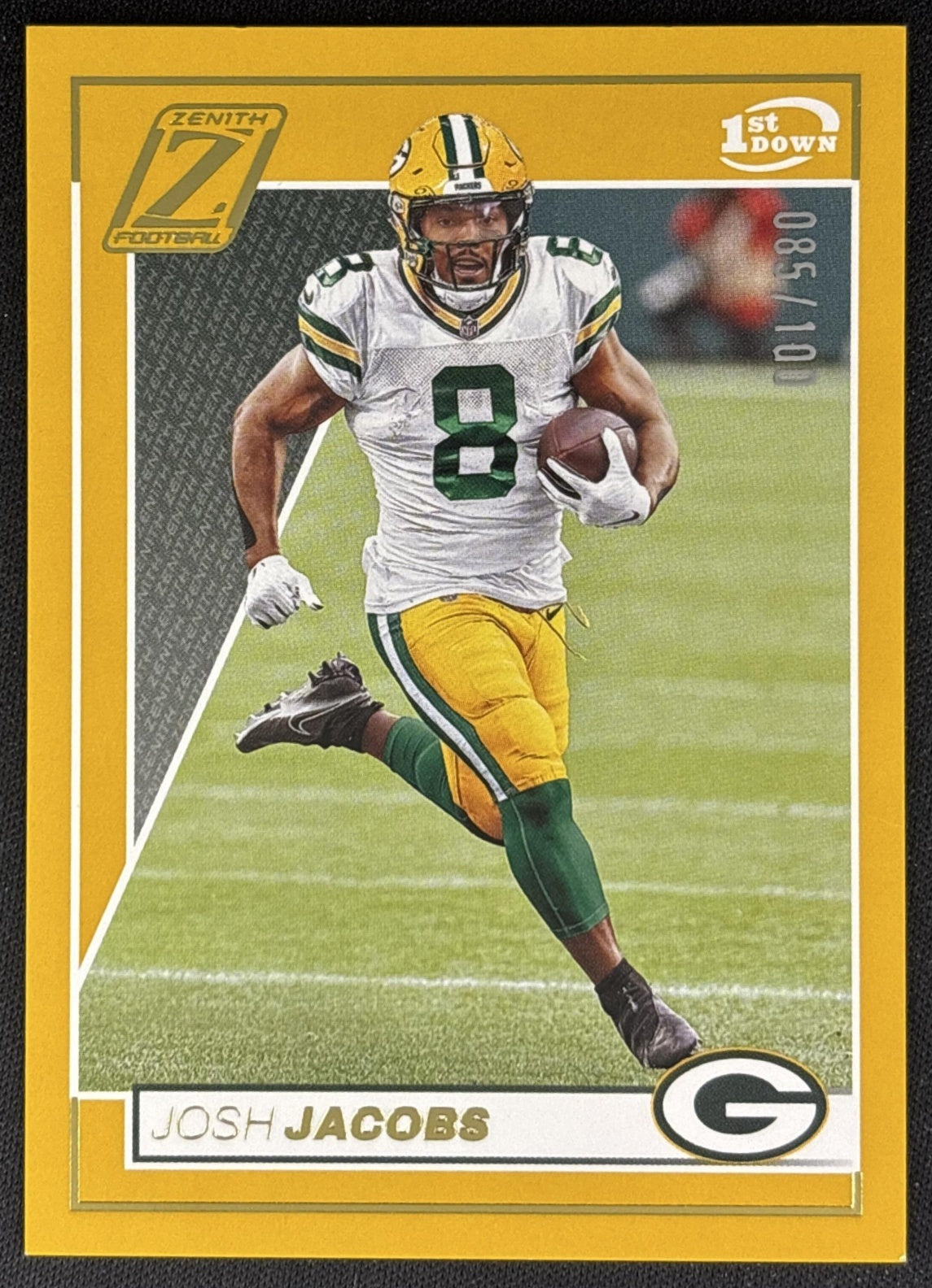 Josh Jacobs 2024 Panini Zenith 1st Prospect Down /100 Packers