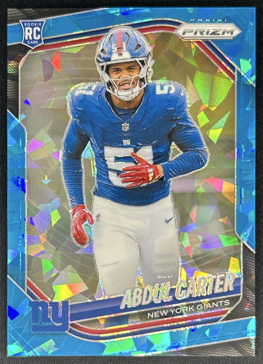 Abdul Carter 2025 Panini Prizm Blue Ice /99 Giants front