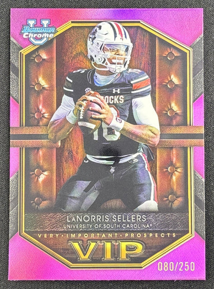 LaNorris Sellers 2026 Bowman Very Important Prospects Pink Refractor /250 Gamecocks