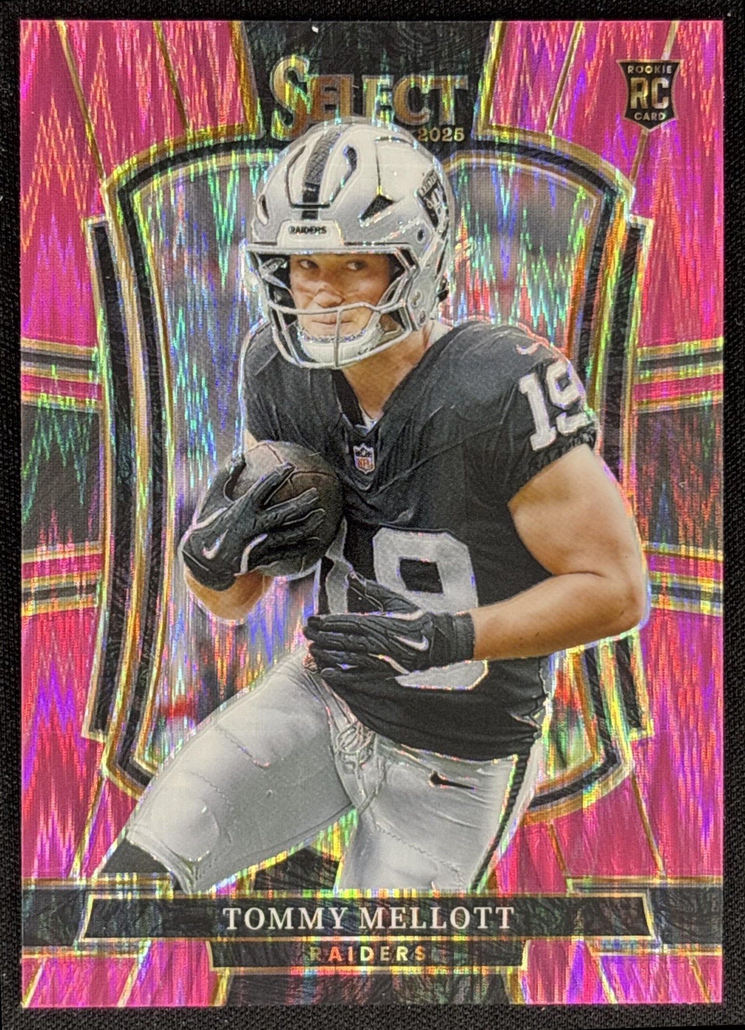 Tommy Mellott 2025 Panini Select Premier Level Pink Prizm Shock Raiders front