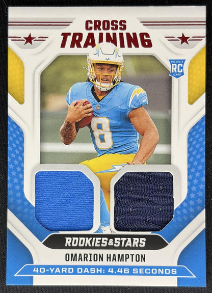 Omarion Hampton 2025 Panini Rookies & Stars Cross Training Chargers Sports Trading Cards