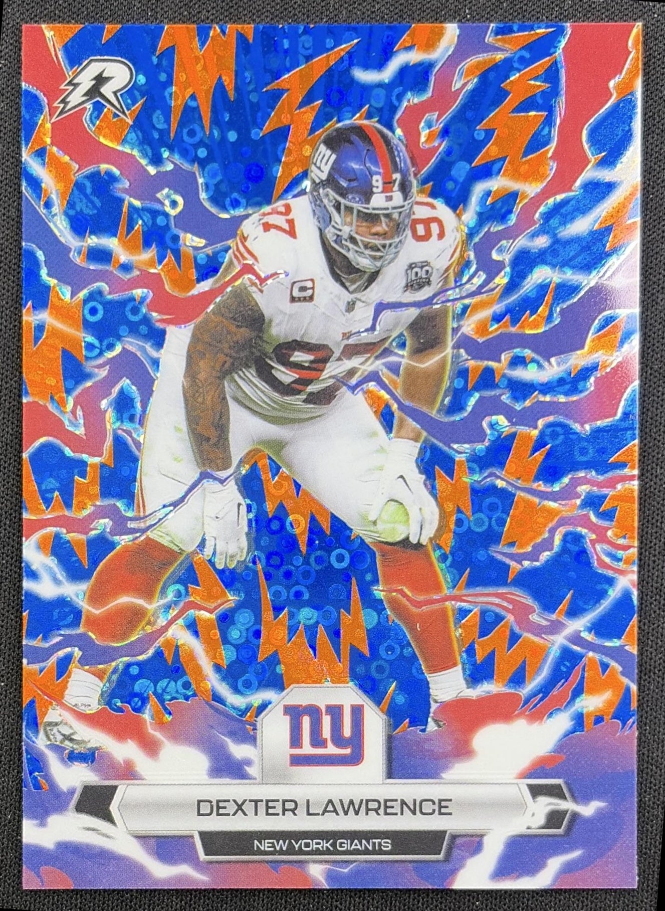 Dexter Lawrence 2025 Topps Resurgence Blue and Orange Spark Refractor Giants