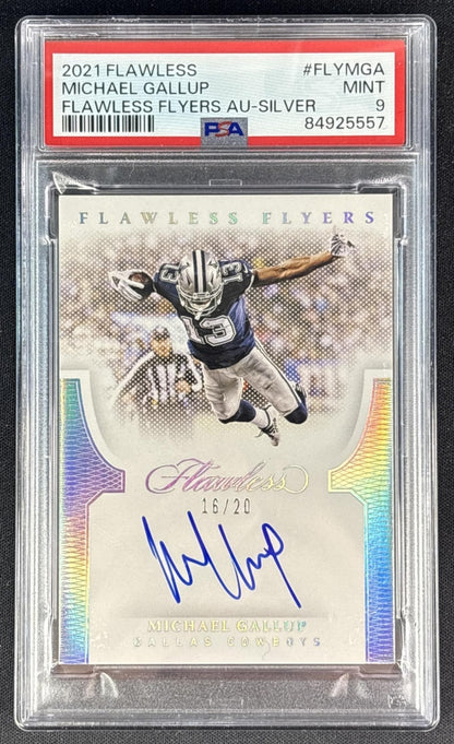 Michael Gallup 2021 Panini Flawless Flyers Silver /20 PSA 9