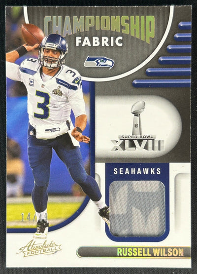 Russell Wilson 2022 Absolute Championship Fabric Gold /49 Seahawks