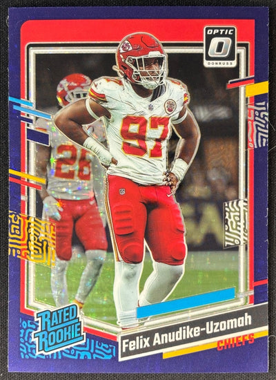 Felix Anudike-Uzomah 2023 Donruss Optic Purple Stars Prizm /15 Chiefs Sports Trading Card