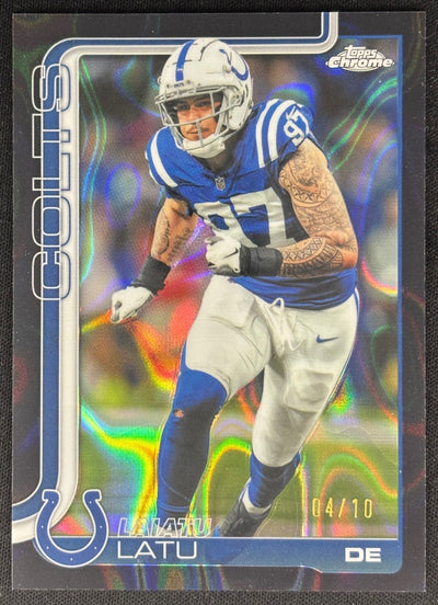 Laiatu Latu 2025 Topps Chrome Black Wave Refractor /10 Colts Sports Trading Cards