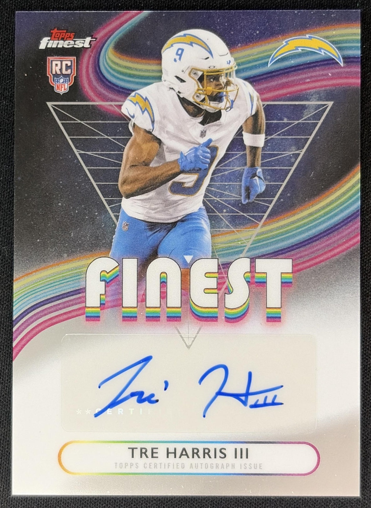 Tre Harris III 2025 Topps Finest Rookie Auto Chargers front