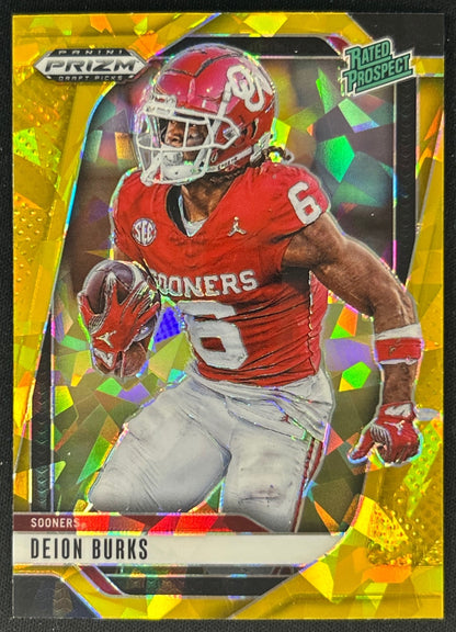 Deion Burks 2025 Prizm Draft Picks Gold Ice Sooners Sports Trading Card