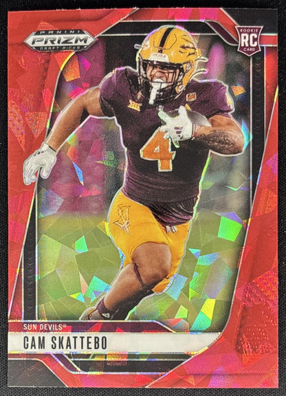 Cam Skattebo 2025 Panini Prizm Draft Picks Red Ice Sun Giants front
