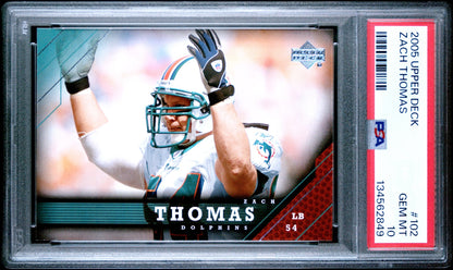 Zach Thomas 2005 Upper Deck PSA 10 Dolphins front
